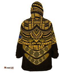 matildas soccer wearable blanket hoodie polynesian and aboriginal gold vibe