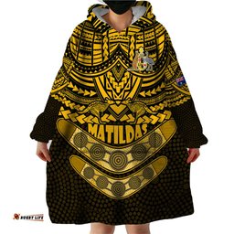 matildas soccer wearable blanket hoodie polynesian and aboriginal gold vibe