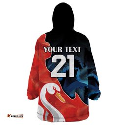 swans port adelaide football custom wearable blanket hoodie cracked metal style