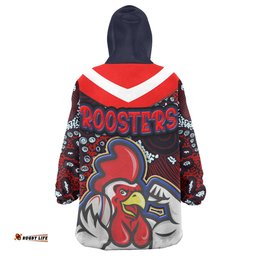 roosters rugby snug hoodie custom roosters rugby ball with aboriginal contemporary dot painting pattern oodie blanket