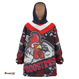 roosters rugby snug hoodie custom roosters rugby ball with aboriginal contemporary dot painting pattern oodie blanket