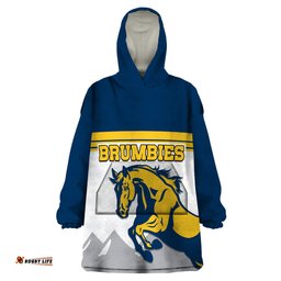 custom text and number brumbies rugby union wearable blanket hoodie australia silhouettes of horses