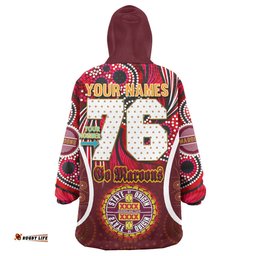 queensland rugby league team snug hoodie custom qld maroons cane toads with aboriginal art personalised player and number oodie blanket