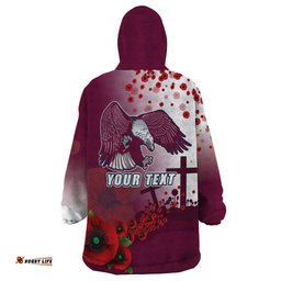 custom sea eagle rugby anzac wearable blanket hoodie the military soldiers with red poppy