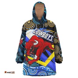 cowboys rugby snug hoodie queensland cowboys with aboriginal dot painting style oodie blanket