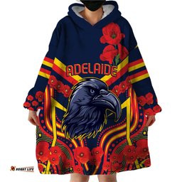 custom crows football anzac wearable blanket hoodie poppy soldier with aboriginal dots art