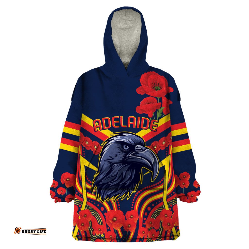 custom crows football anzac wearable blanket hoodie poppy soldier with aboriginal dots art