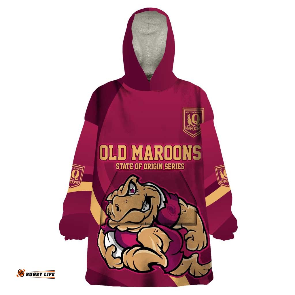 custom qld maroons cane toad wearable blanket hoodie queensland origin no2