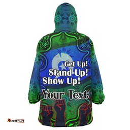 Naidoc Week Snug Hoodie - Custom Black Raised Hands With Aboriginal Inspired Patterns Oodie Blanket