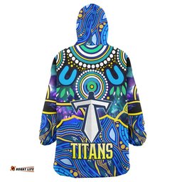 titans rugby snug hoodie custom titans rugby indigenous aboriginal dot painting style oodie blanket