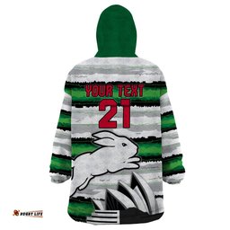 nrl rabittohs australia day custom wearable blanket hoodie sydney opera house glory glory