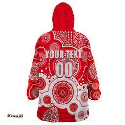 custom personalised and number swans afl wearable blanket hoodie aboriginal patterns