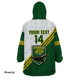 personalised australia rugby wearable blanket hoodie ipswich jets est 1982 sporty style