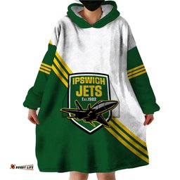 personalised australia rugby wearable blanket hoodie ipswich jets est 1982 sporty style