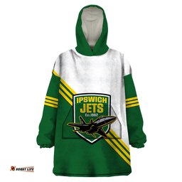 personalised australia rugby wearable blanket hoodie ipswich jets est 1982 sporty style