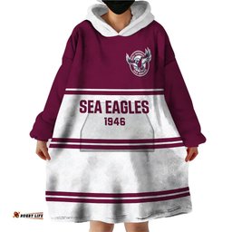 personalised sea eagles rugby wearable blanket hoodie manly warringah white sporty style