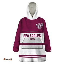 personalised sea eagles rugby wearable blanket hoodie manly warringah white sporty style