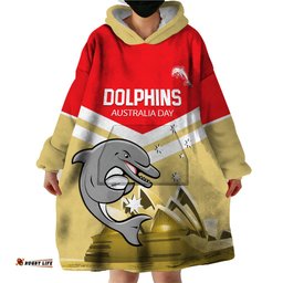 custom australia day dolphins wearable blanket hoodie nrl 2024 with sydney opera house