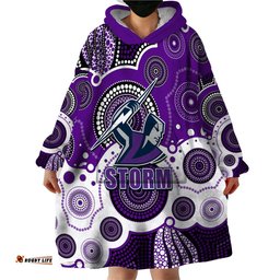 custom personalised and number storm nrl wearable blanket hoodie aboriginal patterns