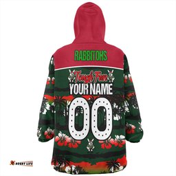 South Sydney Rabbitohs Snug Hoodie - Eat Sleep Repeat With Tropical Patterns