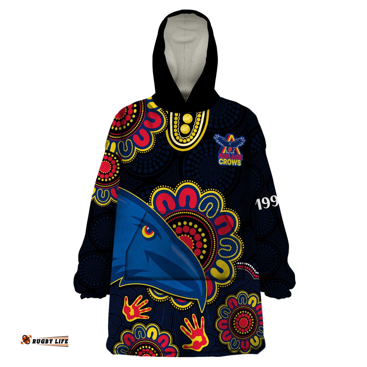 afl adelaide football the crows 1990 aboriginal wearable blanket hoodie