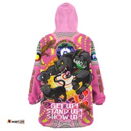 panthers rugby naidoc week snug hoodie great penrith panthers aboriginal culture pink oodie blanket