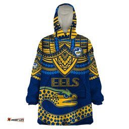 eels rugby wearable blanket hoodie polynesian and aboriginal vibe