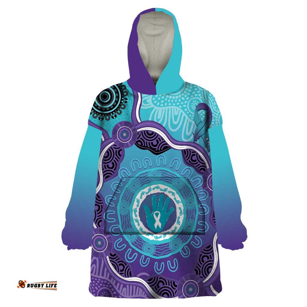 australia indigenous wearable blanket hoodie suicide prevention month ribbon aboriginal art