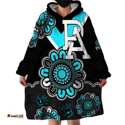 afl port adelaide power 1870 aboriginal wearable blanket hoodie
