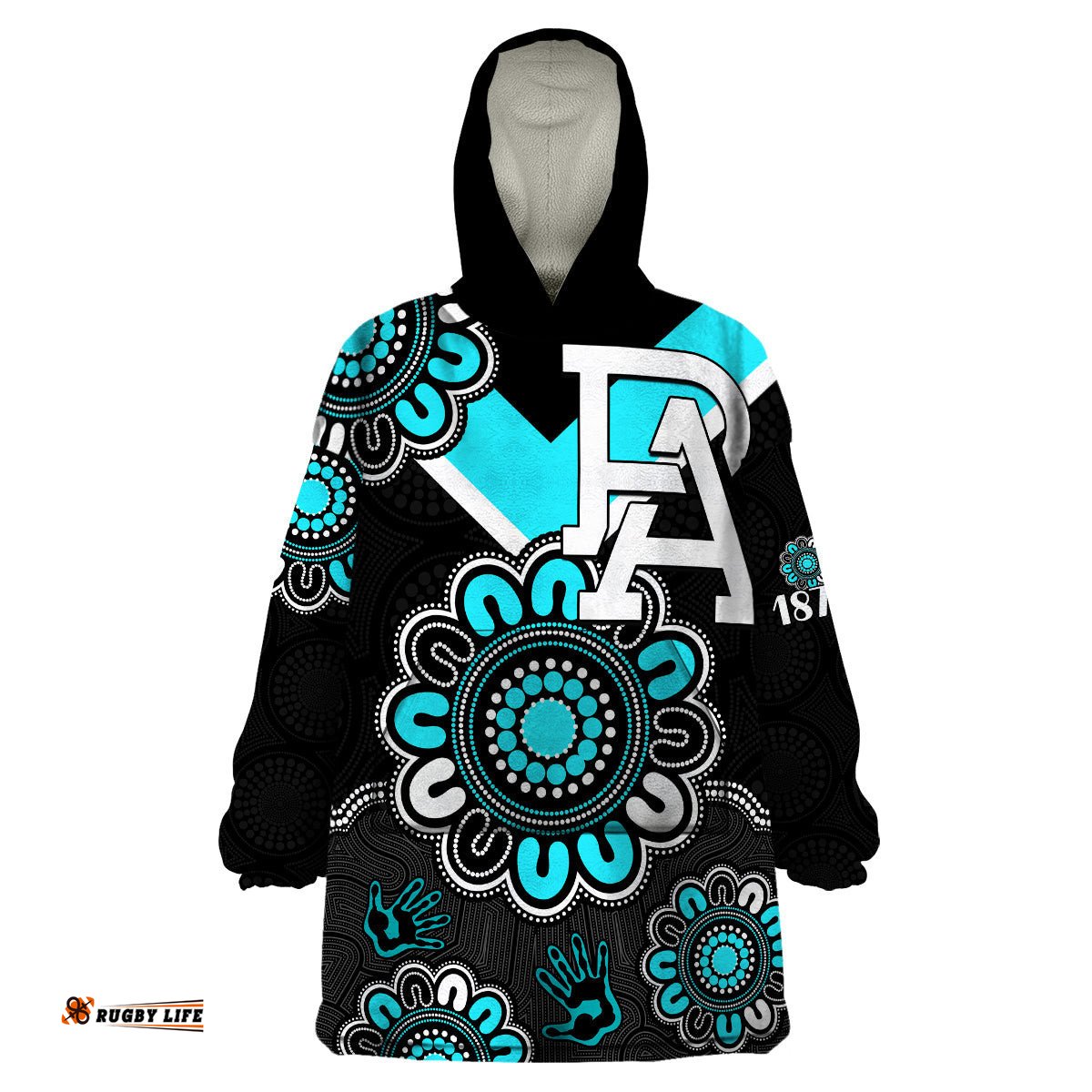 afl port adelaide power 1870 aboriginal wearable blanket hoodie