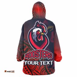 roosters rugby snug hoodie custom roosters sport with aboriginal patterns oodie blanket