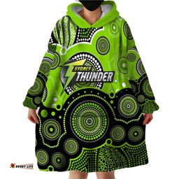 custom text and number thunders bbl wearable blanket hoodie aboriginal patterns