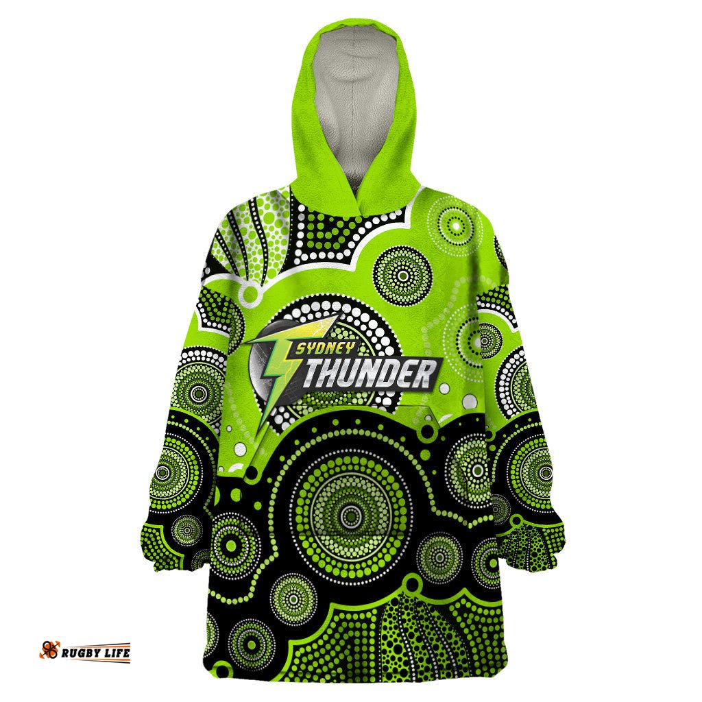 custom text and number thunders bbl wearable blanket hoodie aboriginal patterns