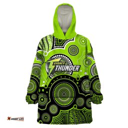 custom text and number thunders bbl wearable blanket hoodie aboriginal patterns