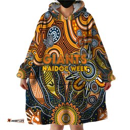 personalised giants naidoc week 2024 wearable blanket hoodie aussie aboriginal art dt02