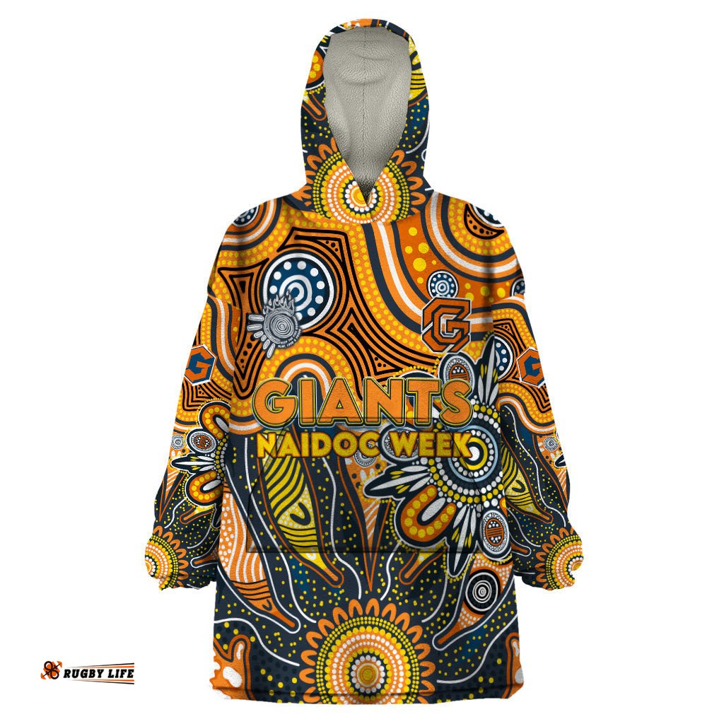 personalised giants naidoc week 2024 wearable blanket hoodie aussie aboriginal art dt02
