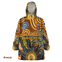 personalised giants naidoc week 2024 wearable blanket hoodie aussie aboriginal art dt02