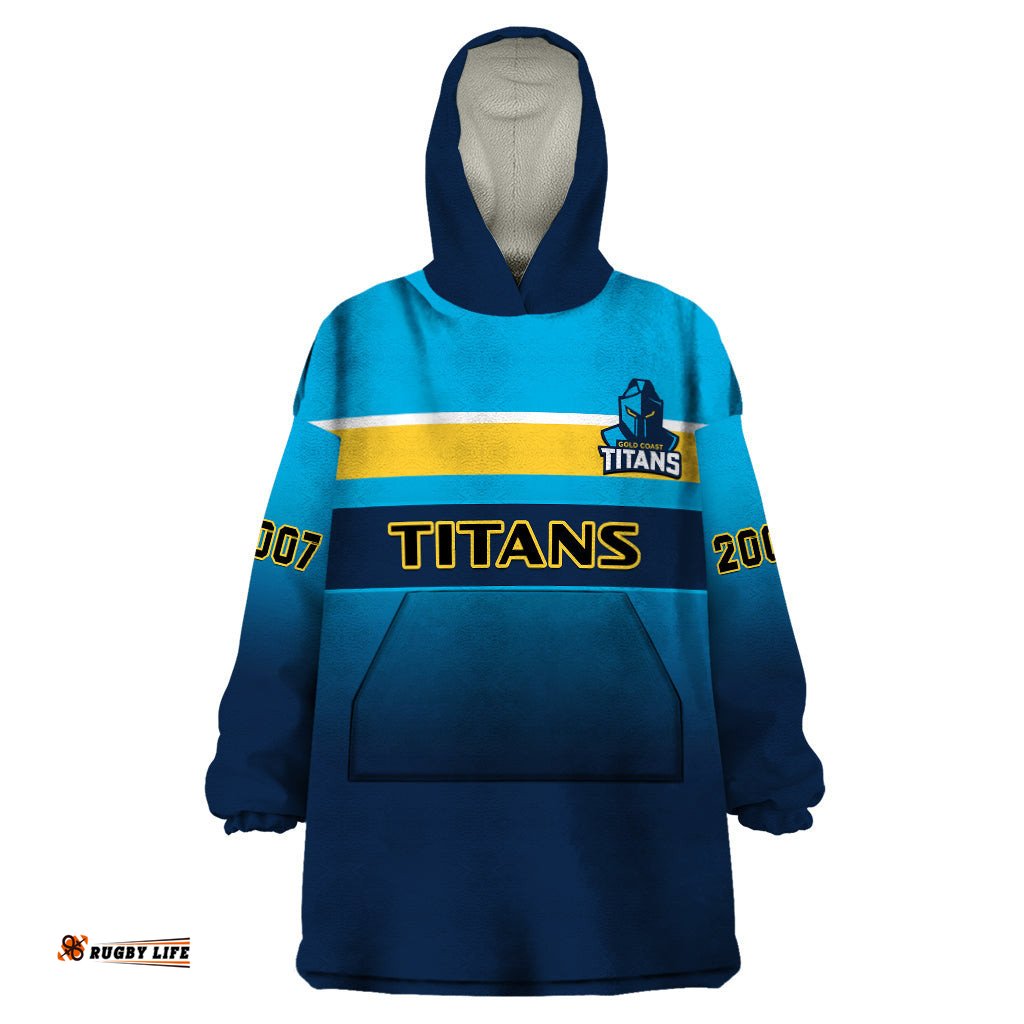 personalised titans rugby wearable blanket hoodie gold coast 2007 sporty style