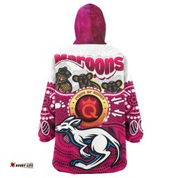 maroons rugby aboriginal snug hoodie queensland maroons kangaroo with indigenous koala oodie blanket