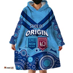 custom state of origin nsw blues vs qld maroon rugby wearable blanket hoodie blue style