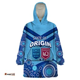 custom state of origin nsw blues vs qld maroon rugby wearable blanket hoodie blue style