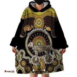 personalised australian astrology wearable blanket hoodie aboriginal tasmanian tiger zodiac sign