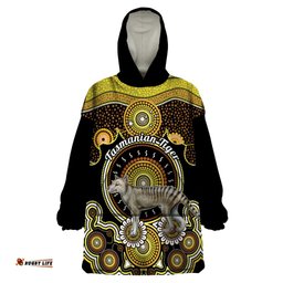 personalised australian astrology wearable blanket hoodie aboriginal tasmanian tiger zodiac sign