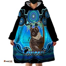 personalised australia cancer koala zodiac wearable blanket hoodie auz astrology aboriginal aqua