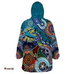 personalised sharks naidoc week 2024 wearable blanket hoodie australia aboriginal dot painting dt02