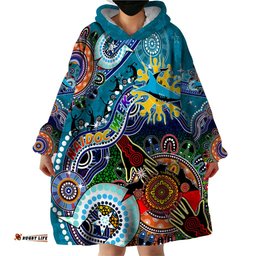 personalised sharks naidoc week 2024 wearable blanket hoodie australia aboriginal dot painting dt02