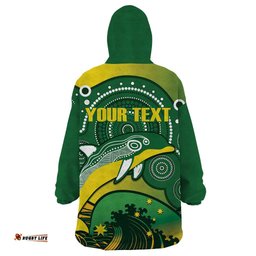 personalised australia swimming wearable blanket hoodie aussie dolphin aboriginal national color