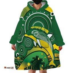 personalised australia swimming wearable blanket hoodie aussie dolphin aboriginal national color