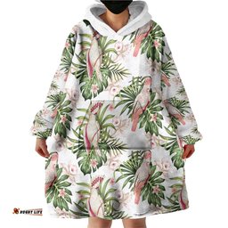 australia pink cockatoo wearable blanket hoodie aussie orchids seamless pattern