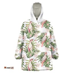 australia pink cockatoo wearable blanket hoodie aussie orchids seamless pattern